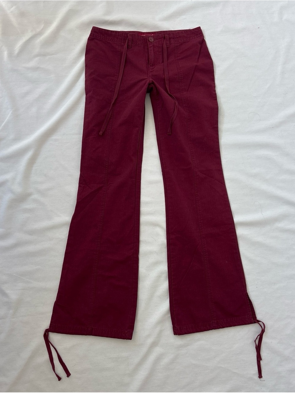 Women's Burgundy Drawstring Hem Pants